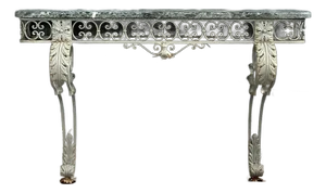 Early 20th Century Marble Top Iron Ornate Console