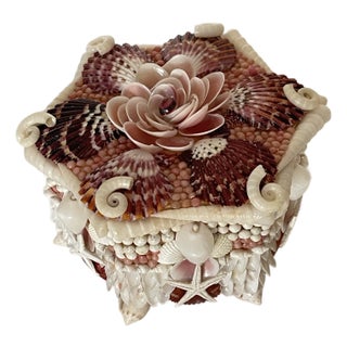 1970s Fabulous Sea Shell Strawberry Jewelry Box For Sale