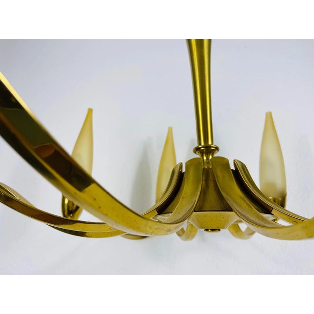 Stilnovo Mid-Century Modern Italian Brass and Glass Chandelier, 1960s For Sale - Image 11 of 13