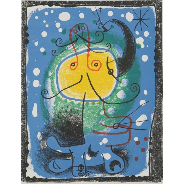 Joan Miro, Personnage sur fond bleu, Lithograph For Sale - Image 8 of 8