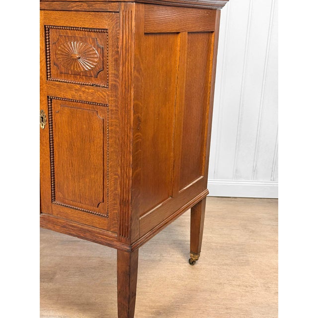 Antique Edwardian Quartersawn Oak Mirrored Sideboard Buffer Server For Sale - Image 17 of 18