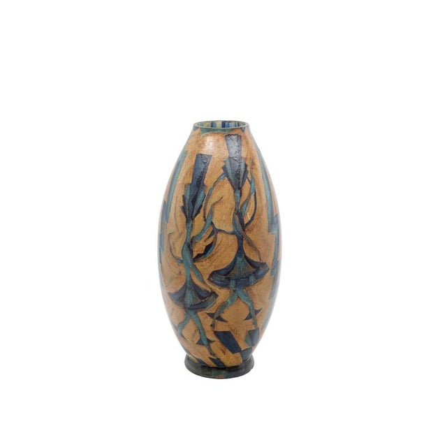vase, Max Snischek attr. (design), Keramos Austria (manufacturer), ca. 1925 red shards, colourfully glazed