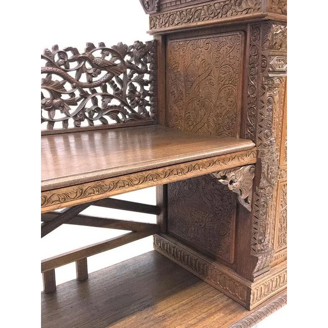 Indonesian Hand Carved Wall Unit or Cabinet For Sale - Image 9 of 18