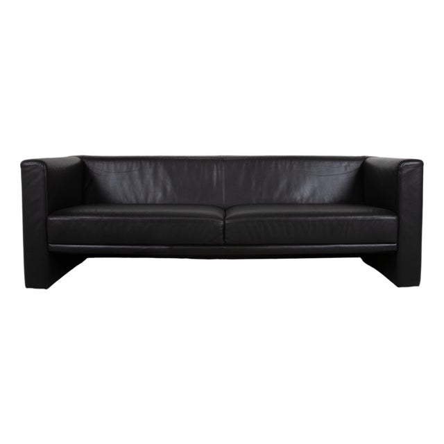Visavis Leather Three-Seater Black Sofa by Brühl For Sale