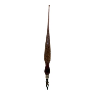 1960s Bortoletti Hand-Blown Glass Handle With Nickel-Silver Metal Nibs Murano Pen For Sale