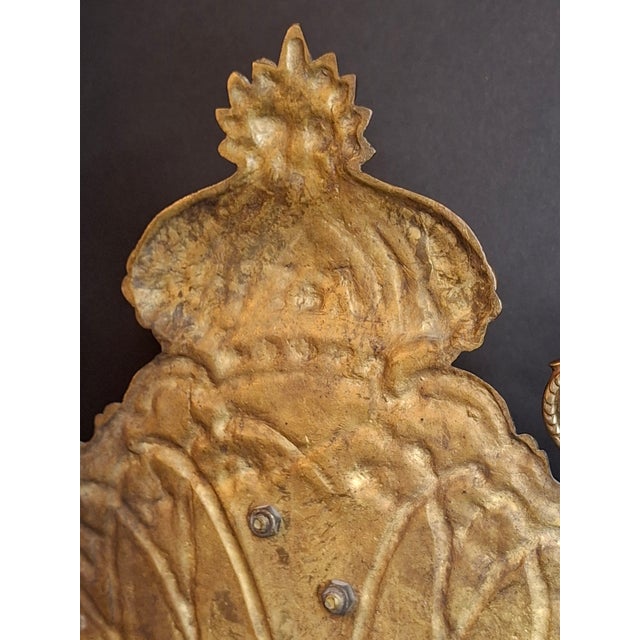 Antique European Brass Lion Menorah Rare 19th Century Hinged Oil Lamp Hanukkah Chanukiah Judaica For Sale - Image 15 of 18