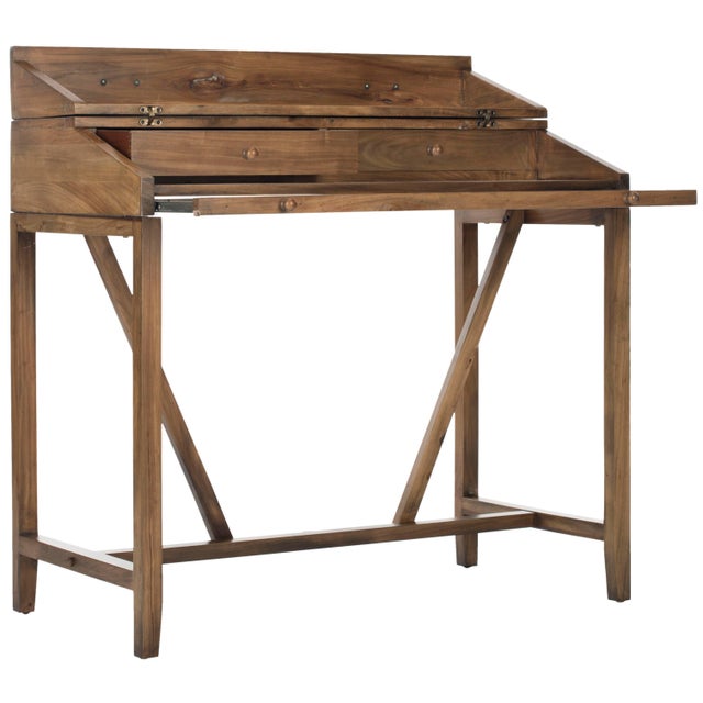 Modern Writing Desk & Pull Out in Oak For Sale - Image 3 of 7