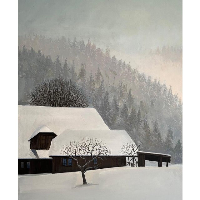 Modern Claude Sauthier, Near to Romont, Vaud, Oil on Canvas, 1970s For Sale - Image 3 of 15