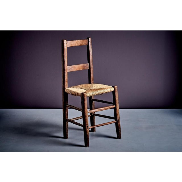 Rustic Rustic Ladder-Back Chair with Straw Seat by Charlotte Perriand, France, 1900 For Sale - Image 3 of 11