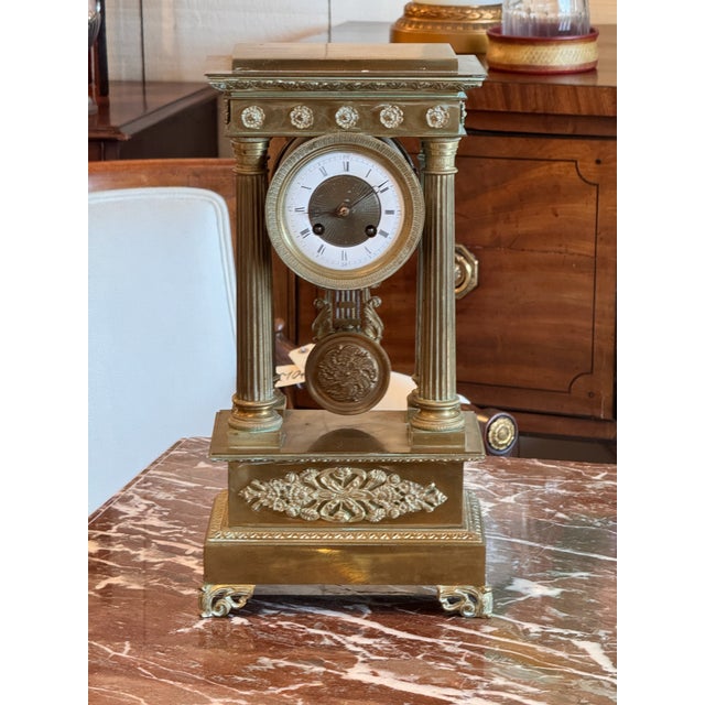 French French Gilt Bronze Portico Clock For Sale - Image 3 of 8