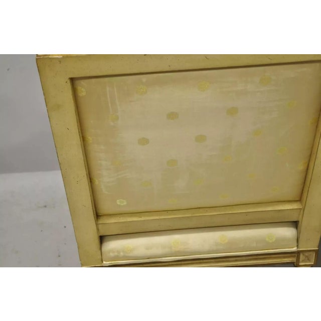 Champagne Early 20th Century French Louis XVI Neoclassical Gold Silk Fauteuil Parcel Gilt Armchairs - A Pair For Sale - Image 8 of 12