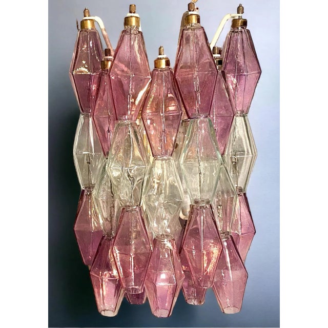 Pink and Clear Poliedri Sconces by Carlo Scarpa for Venini, 1980s, Set of 2 For Sale - Image 8 of 13