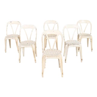 French White Multipls Dining Chairs, 1950s, Set of 6 For Sale