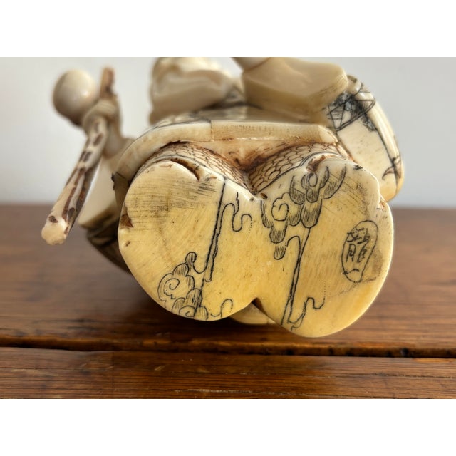 Antique Carved Bone Chinese Immortal of Shou Lao, Late 1800s For Sale - Image 9 of 10