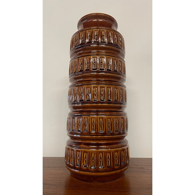 Large Sculptural Brown Glazed Ceramic Vase from Scheurich, West Germany, 1960s For Sale - Image 12 of 12
