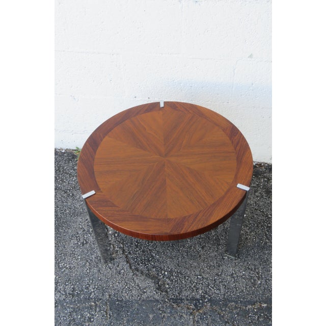 Mid 20th Century Lane Mid Century Modern Round Side End Lamp Small Coffee Table Chrome Legs For Sale - Image 5 of 13
