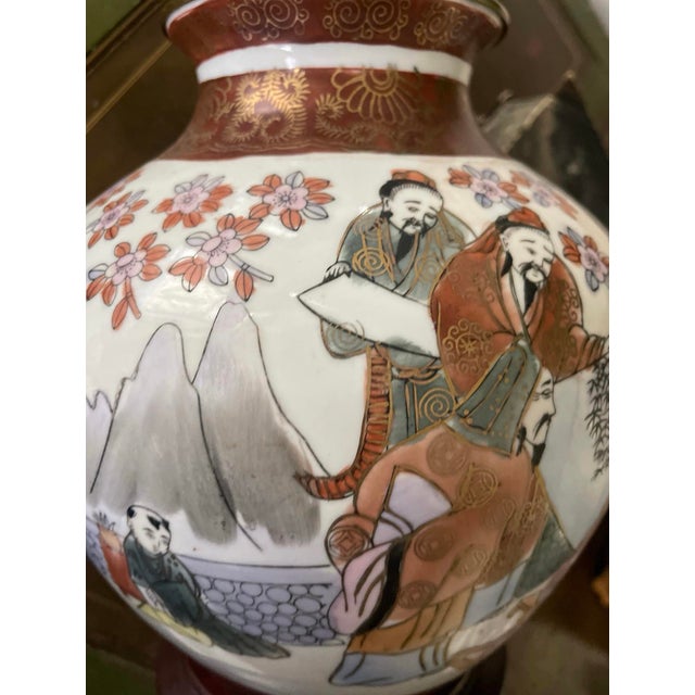 Vintage Red and Gold Asian Lamp For Sale - Image 9 of 10