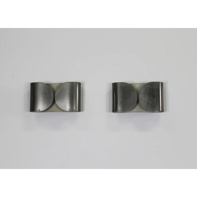 Foglio Wall Lamp in Nickel Plated Metal by Tobia Scarpa for Flos 1966, Set of 2 For Sale - Image 6 of 6