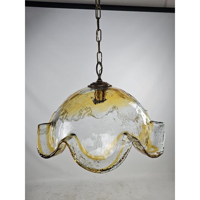 Italian Yellow Glass Pendant Lamp, 1970s For Sale - Image 3 of 7