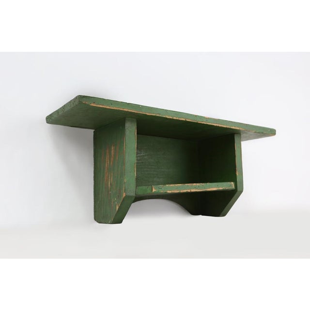 Small Rustic Green Wooden Wall Unit with Shelves, France, 1880s For Sale - Image 9 of 11