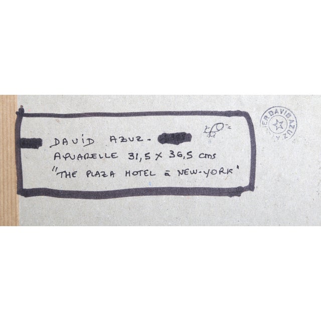 The Plaza Hotel, Watercolor Painting by David Azuz For Sale - Image 4 of 4