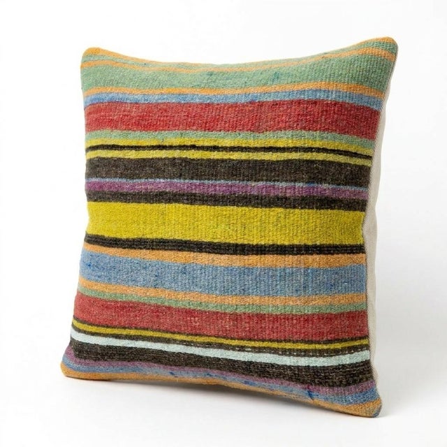 Mid-Century Modern Turkish Wool Kilim Pillow Cover 16'' X 16'' For Sale - Image 3 of 4