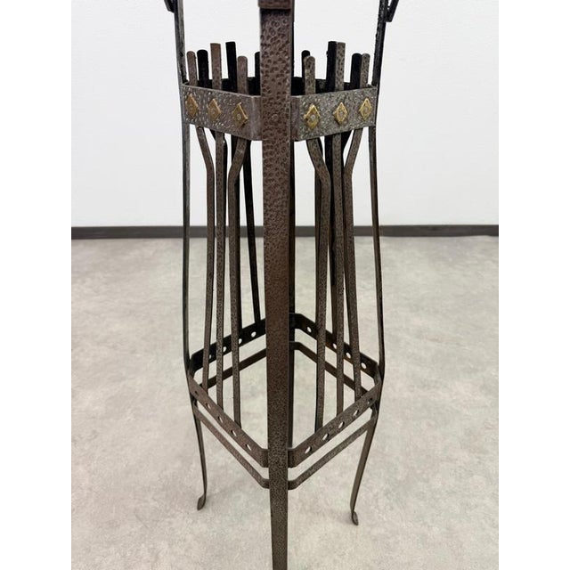 19th Century Art Nouveau Wrought Iron Plant Stand in the style of Wiener Werkstätte, 1890s For Sale - Image 5 of 12
