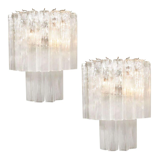 Pair of Murano Waterfall Sconces For Sale