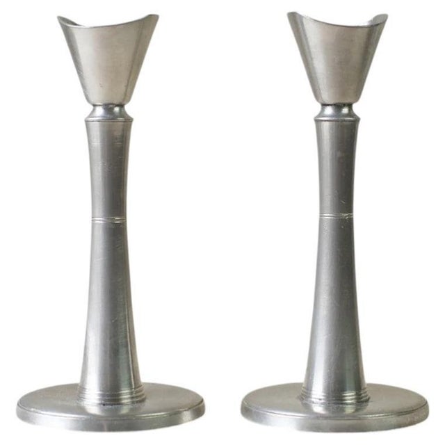 Swedish Pewter Candlesticks from GAB Guldsmedsaktiebolaget, 1940s, Set of 2 For Sale - Image 12 of 12