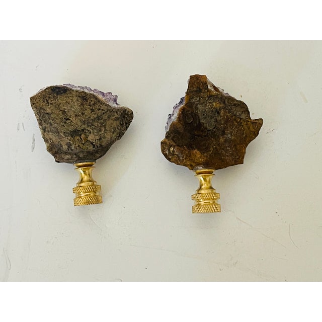 Contemporary 1960s Amethyst Geode Lamp Finials - a Pair For Sale - Image 3 of 4