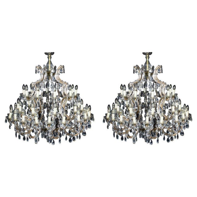 Antique English 41 Light Ballroom Crystal Chandeliers, 1920s, Set of 2 For Sale - Image 15 of 15