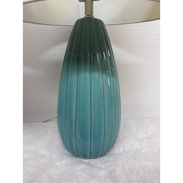 Turquoise Ceramic Table Lamps, Pair For Sale - Image 11 of 12