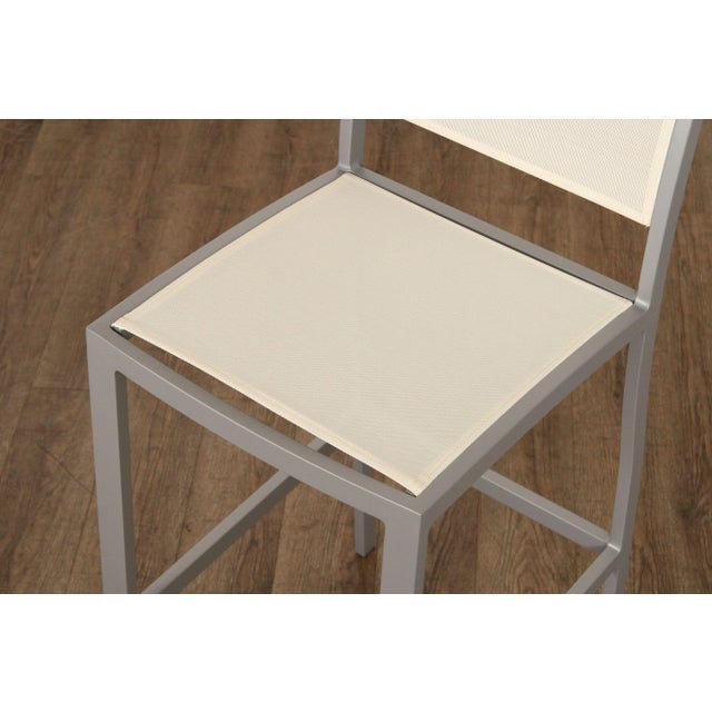 Off-white Janus et Cie 'Koko II' Set of Four Aluminum and Mesh Barstools For Sale - Image 8 of 12