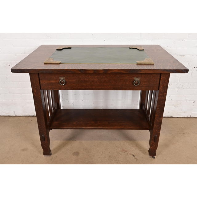 Marshall Field & Co. Antique Viking Bronze Blotter Corners With Leather Desk Blotter, Circa 1910 For Sale - Image 12 of 13