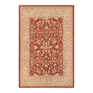 Classic Ziegler Rust Beige Hand-Knotted Wool Rug - 8'0'' X 9'5'' For Sale