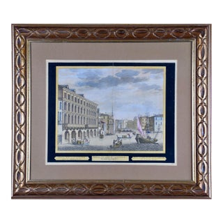 View of Venice, Including Gondolas: 18th Century Framed Hand-Colored Engraving by Pieter Van Der Aa, 1722 For Sale