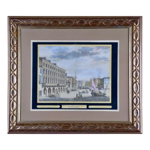 View of Venice, Including Gondolas: 18th Century Framed Hand-Colored Engraving by Pieter Van Der Aa, 1722