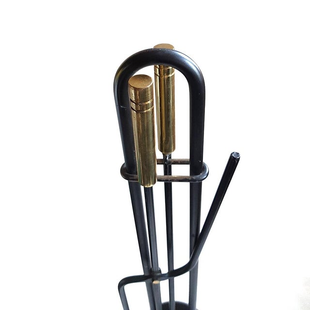 Mid-Century Modern Mid-Century Italian Brass and Iron Fire Tools, Set of 3 For Sale - Image 3 of 6
