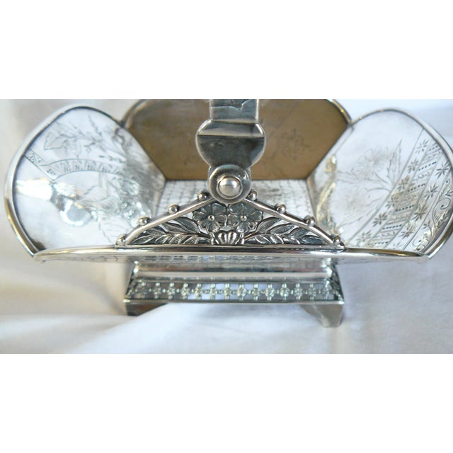 Traditional Aesthetic Movement Derby Silver Co Quadruple Plate Basket For Sale - Image 3 of 13
