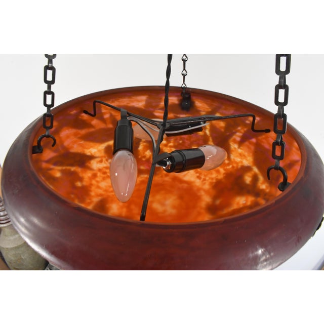 French Art Deco Pendant Light by Daum & Majorelle - 1925 Cameo Chandelier France For Sale - Image 14 of 14