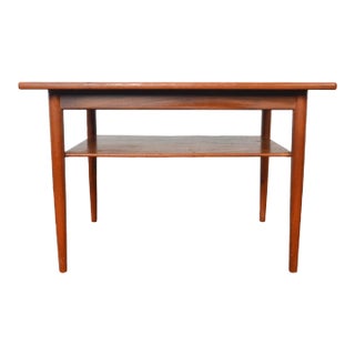 Danish Modern Teak Side Table With Lower Rack For Sale