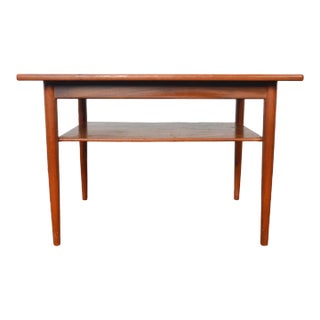 Danish Modern Teak Side Table With Lower Rack For Sale