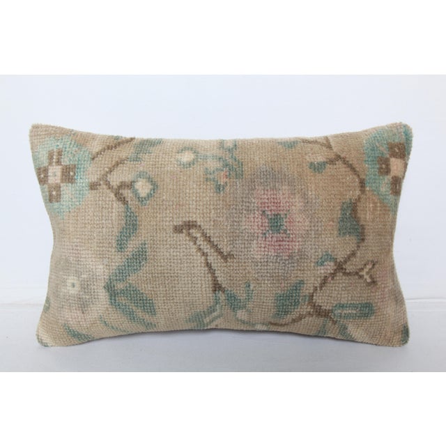 Handmade Turkish Lumbar Rug Pillow Cushion -12'' X 20'' For Sale - Image 4 of 11