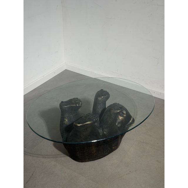 Black Bear Coffee Table in Resin with Glass Top For Sale - Image 9 of 9