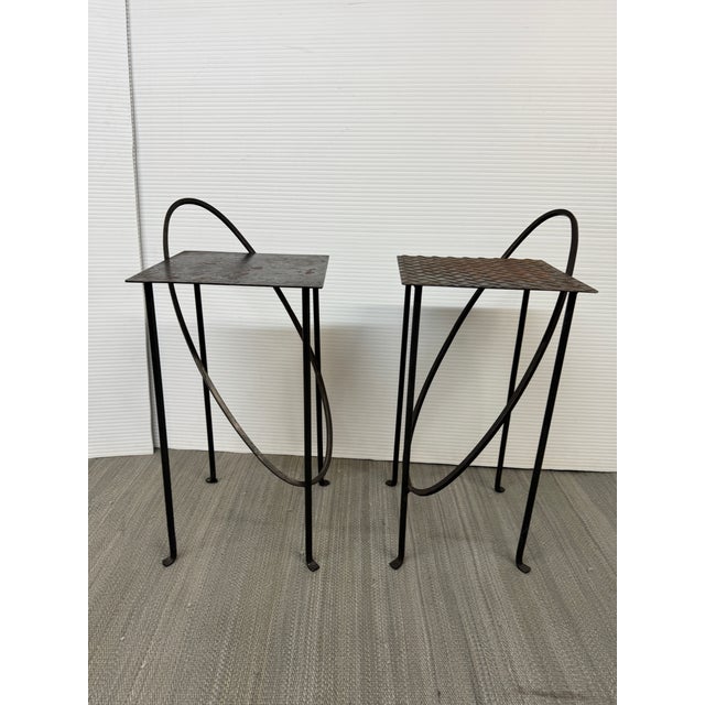 Rhode Island School of Design Wrought Iron Side Tables, Pair For Sale - Image 10 of 12