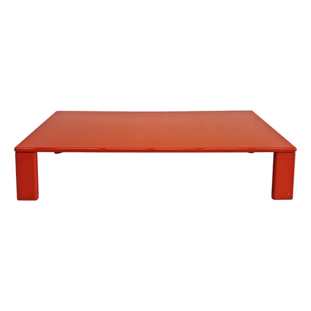Rectangular Ming Coffee Table in Red-Orange Lacquer by K. Takahama for Simon Gavina, 1970s For Sale
