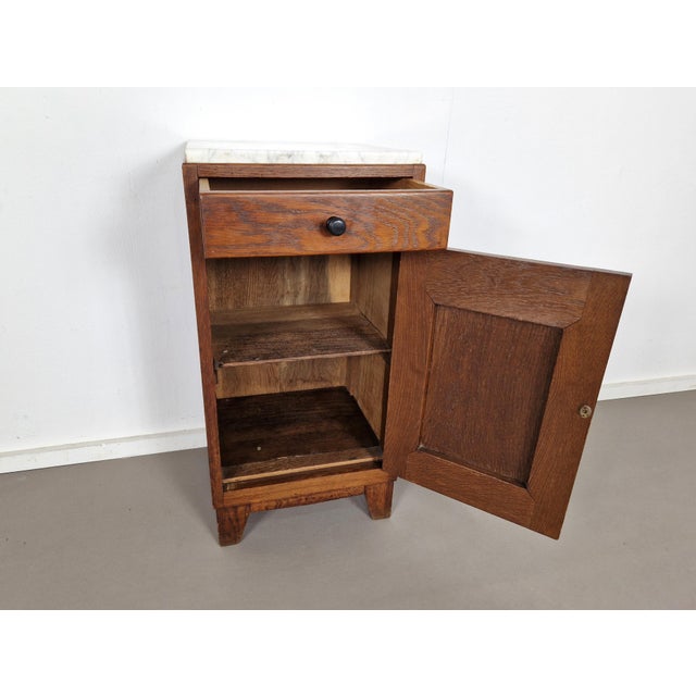Wood Vintage Art Deco Nightstand with Marble Top, 1930s For Sale - Image 7 of 12