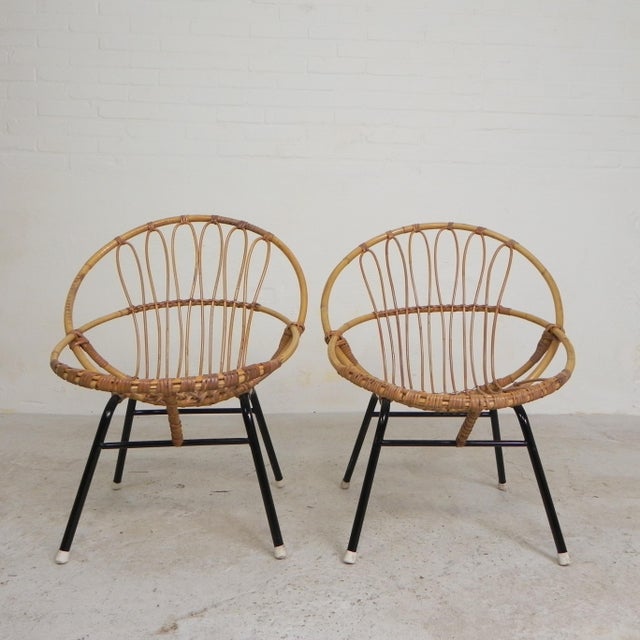 Rattan, Bamboo Childrens Chairs from Rohe Noordwold,e 1950s, Set of 2 For Sale - Image 13 of 18