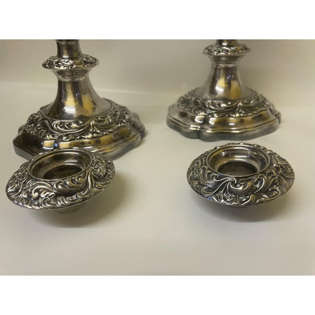 Vintage Gorham Baroque Revival Silver-Plated Candlesticks - A Pair For Sale - Image 12 of 14