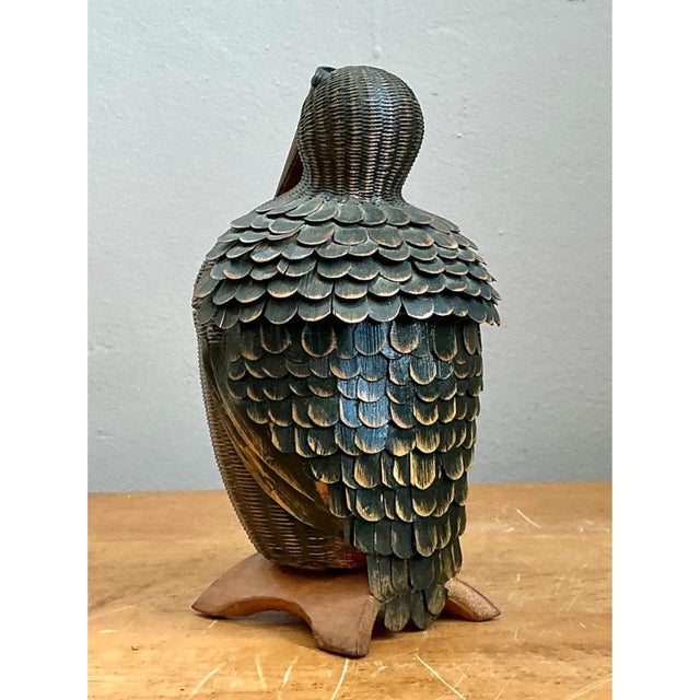 Vintage Shanghai Weave Rattan Pelican Basket For Sale In West Palm - Image 6 of 13